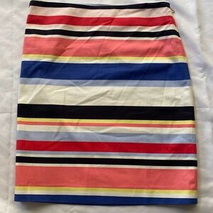 Talbots Cotton Stretch Multi Color Striped Pencil Skirt Sz 6